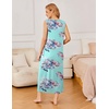 image:imageEkouaer Nightgowns for Women Sleeveless Sleepshirt Long Print House Dress Tank Nightshirt Maxi Casual Dress with PocketsBlue Flower