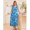 image:imageEkouaer Nightgowns for Women Sleeveless Sleepshirt Long Print House Dress Tank Nightshirt Maxi Casual Dress with PocketsBlue Multi Flowers