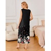 image:imageEkouaer Nightgowns for Women Sleeveless Sleepshirt Long Print House Dress Tank Nightshirt Maxi Casual Dress with PocketsFlower Black