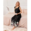 image:imageEkouaer Nightgowns for Women Sleeveless Sleepshirt Long Print House Dress Tank Nightshirt Maxi Casual Dress with PocketsFlower Black