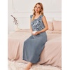 image:imageEkouaer Nightgowns for Women Sleeveless Sleepshirt Long Print House Dress Tank Nightshirt Maxi Casual Dress with PocketsGray Flower Branches