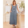 image:imageEkouaer Nightgowns for Women Sleeveless Sleepshirt Long Print House Dress Tank Nightshirt Maxi Casual Dress with PocketsGray Flower Branches