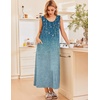 image:imageEkouaer Nightgowns for Women Sleeveless Sleepshirt Long Print House Dress Tank Nightshirt Maxi Casual Dress with PocketsGreen Flower Branches