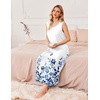 image:imageEkouaer Nightgowns for Women Sleeveless Sleepshirt Long Print House Dress Tank Nightshirt Maxi Casual Dress with PocketsLeaf