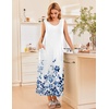 image:imageEkouaer Nightgowns for Women Sleeveless Sleepshirt Long Print House Dress Tank Nightshirt Maxi Casual Dress with PocketsLeaf