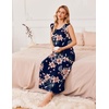image:imageEkouaer Nightgowns for Women Sleeveless Sleepshirt Long Print House Dress Tank Nightshirt Maxi Casual Dress with PocketsNavy Blue Orange Flower