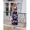 image:imageEkouaer Nightgowns for Women Sleeveless Sleepshirt Long Print House Dress Tank Nightshirt Maxi Casual Dress with PocketsNavy Blue Orange Flower