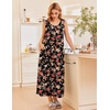 image:imageEkouaer Nightgowns for Women Sleeveless Sleepshirt Long Print House Dress Tank Nightshirt Maxi Casual Dress with PocketsRed Black Flower