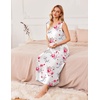image:imageEkouaer Nightgowns for Women Sleeveless Sleepshirt Long Print House Dress Tank Nightshirt Maxi Casual Dress with PocketsRose Red Flower