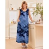 image:imageEkouaer Nightgowns for Women Sleeveless Sleepshirt Long Print House Dress Tank Nightshirt Maxi Casual Dress with PocketsTie Dye Blue