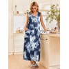 image:imageEkouaer Nightgowns for Women Sleeveless Sleepshirt Long Print House Dress Tank Nightshirt Maxi Casual Dress with PocketsTie Dye Blue2