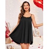 image:imageEkouaer Sexy Night Gowns Lace Nightgowns for Women Sleeveless Sleepwear Babydoll Nighty Plus Size Night DressBlack