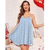 image:imageEkouaer Sexy Night Gowns Lace Nightgowns for Women Sleeveless Sleepwear Babydoll Nighty Plus Size Night DressBlue Red Flowers