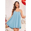 image:imageEkouaer Sexy Night Gowns Lace Nightgowns for Women Sleeveless Sleepwear Babydoll Nighty Plus Size Night DressClear Blue