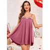 image:imageEkouaer Sexy Night Gowns Lace Nightgowns for Women Sleeveless Sleepwear Babydoll Nighty Plus Size Night DressDeep Pink