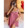 image:imageEkouaer Sexy Night Gowns Lace Nightgowns for Women Sleeveless Sleepwear Babydoll Nighty Plus Size Night DressDeep Pink