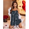 image:imageEkouaer Sexy Night Gowns Lace Nightgowns for Women Sleeveless Sleepwear Babydoll Nighty Plus Size Night DressGrey Geometric