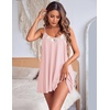 image:imageEkouaer Sexy Night Gowns Lace Nightgowns for Women Sleeveless Sleepwear Babydoll Nighty Plus Size Night DressLight Pink
