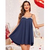 image:imageEkouaer Sexy Night Gowns Lace Nightgowns for Women Sleeveless Sleepwear Babydoll Nighty Plus Size Night DressNavy
