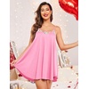 image:imageEkouaer Sexy Night Gowns Lace Nightgowns for Women Sleeveless Sleepwear Babydoll Nighty Plus Size Night DressPastel Pink