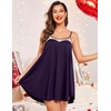 image:imageEkouaer Sexy Night Gowns Lace Nightgowns for Women Sleeveless Sleepwear Babydoll Nighty Plus Size Night DressPurple