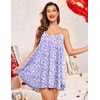 image:imageEkouaer Sexy Night Gowns Lace Nightgowns for Women Sleeveless Sleepwear Babydoll Nighty Plus Size Night DressPurple Floral