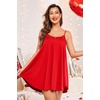 image:imageEkouaer Sexy Night Gowns Lace Nightgowns for Women Sleeveless Sleepwear Babydoll Nighty Plus Size Night DressRed