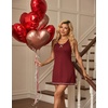 image:imageEkouaer Sexy Tank Nightgowns for Women Side Slit Lingerie Dress Sleevesless Night Gowns SXXLWine Red