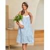 image:imageEkouaer Womens 100 Cotton Lace Nightgown Sleeveless Sleep Dress Victorian Sleepshirt Button Strap GownBlue Floral