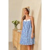 image:imageEkouaer Womens 100 Cotton Lace Nightgown Sleeveless Sleep Dress Victorian Sleepshirt Button Strap GownBlue Flower