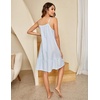 image:imageEkouaer Womens 100 Cotton Lace Nightgown Sleeveless Sleep Dress Victorian Sleepshirt Button Strap GownCandy Blue