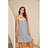 image:imageEkouaer Womens 100 Cotton Lace Nightgown Sleeveless Sleep Dress Victorian Sleepshirt Button Strap GownCandy Grey