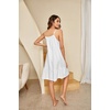 image:imageEkouaer Womens 100 Cotton Lace Nightgown Sleeveless Sleep Dress Victorian Sleepshirt Button Strap GownCandy White