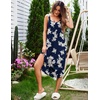 image:imageEkouaer Womens Sleeveless Nightgown Long Nightgowns for Women Full Slip Soft Nightshirt Wide Strap Sleepwear Lounge DressesBlue Floral