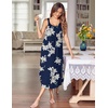 image:imageEkouaer Womens Sleeveless Nightgown Long Nightgowns for Women Full Slip Soft Nightshirt Wide Strap Sleepwear Lounge DressesBlue Floral