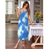image:imageEkouaer Womens Sleeveless Nightgown Long Nightgowns for Women Full Slip Soft Nightshirt Wide Strap Sleepwear Lounge DressesBlue Tie Dye