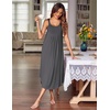 image:imageEkouaer Womens Sleeveless Nightgown Long Nightgowns for Women Full Slip Soft Nightshirt Wide Strap Sleepwear Lounge DressesCharcoal Grey
