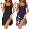 image:imageEkouaer 2 Pack Nightgown for Womens Nightshirt Sleepwear Sleep Tank Chemise Racerback Sleeveless Dress2 Pack Black  Purple Floral