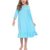image:imageEkouaer Girls Nightgowns Toddler Pajamas Dress Sleep Nightshirts Princess Soft Sleepwear for KidsClear Blue