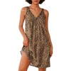image:imageEkouaer Nightgown for Women Sleeveless Sleepwear Lightweight Racerback Sleep Shirt Pleated V Neck Night Dress Short ChemiseBrown Leopard