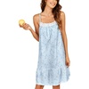 image:imageEkouaer Womens 100 Cotton Lace Nightgown Sleeveless Sleep Dress Victorian Sleepshirt Button Strap GownBlue Floral