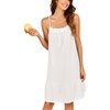image:imageEkouaer Womens 100 Cotton Lace Nightgown Sleeveless Sleep Dress Victorian Sleepshirt Button Strap GownCandy White