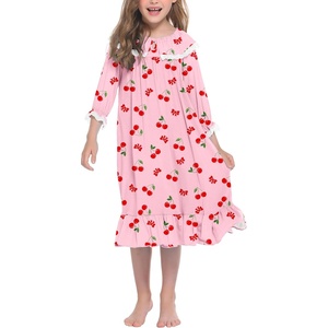 image:imageEkouaer Girls Nightgowns Toddler Pajamas Dress Sleep Nightshirts Princess Soft Sleepwear for KidsPink Cherry