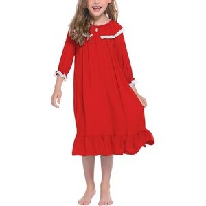 image:imageEkouaer Girls Nightgowns Toddler Pajamas Dress Sleep Nightshirts Princess Soft Sleepwear for KidsRed