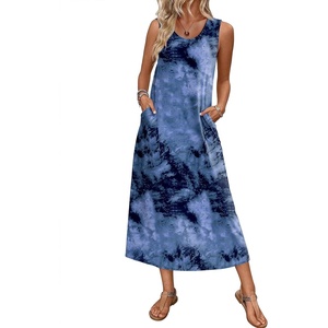 image:imageEkouaer Nightgowns for Women Sleeveless Sleepshirt Long Print House Dress Tank Nightshirt Maxi Casual Dress with PocketsTiedye Gray