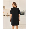 image:imageEkouaer Cotton Nightgowns for Women Short Sleeve Sleep Shirts Crew Neck Night Dress Nightshirt with Pocket Black L