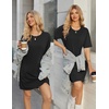 image:imageEkouaer Cotton Nightgowns for Women Short Sleeve Sleep Shirts Crew Neck Night Dress Nightshirt with Pocket Black L