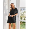 image:imageEkouaer Cotton Nightgowns for Women Short Sleeve Sleep Shirts Crew Neck Night Dress Nightshirt with Pocket Black L