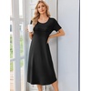 image:imageEkouaer Nightgowns for Women Long Night Gown Pleated Moo Moos Short Sleeve House Dress Plus Size Lounge Dress S5XLBlack