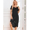 image:imageEkouaer Nightgowns for Women Long Night Gown Pleated Moo Moos Short Sleeve House Dress Plus Size Lounge Dress S5XLBlack